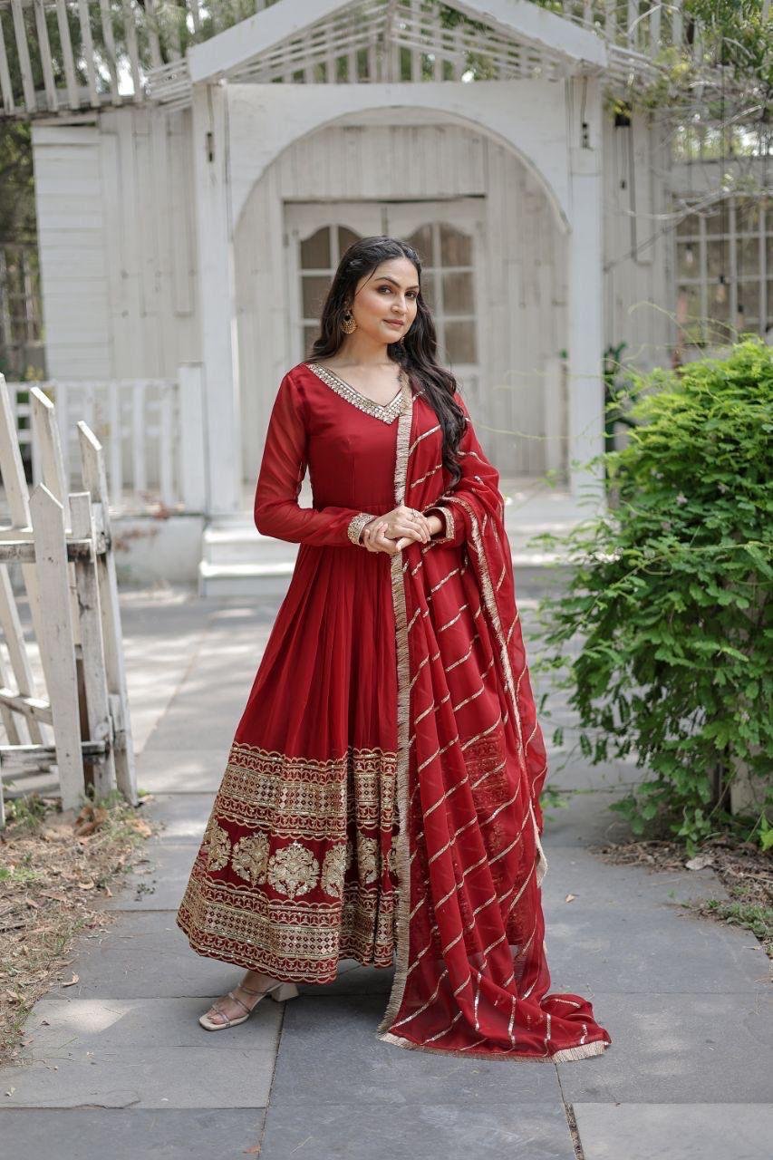 Designer Embroidered Gown with Dupatta